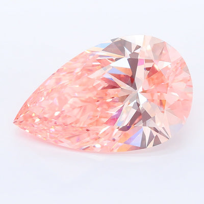 7.11 carat fancy vivid pink pear lab grown diamond VVS2 clarity