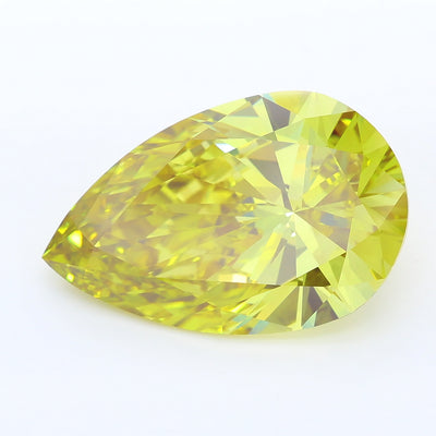 9.27 carat fancy vivid yellow pear lab grown diamond VVS2 clarity