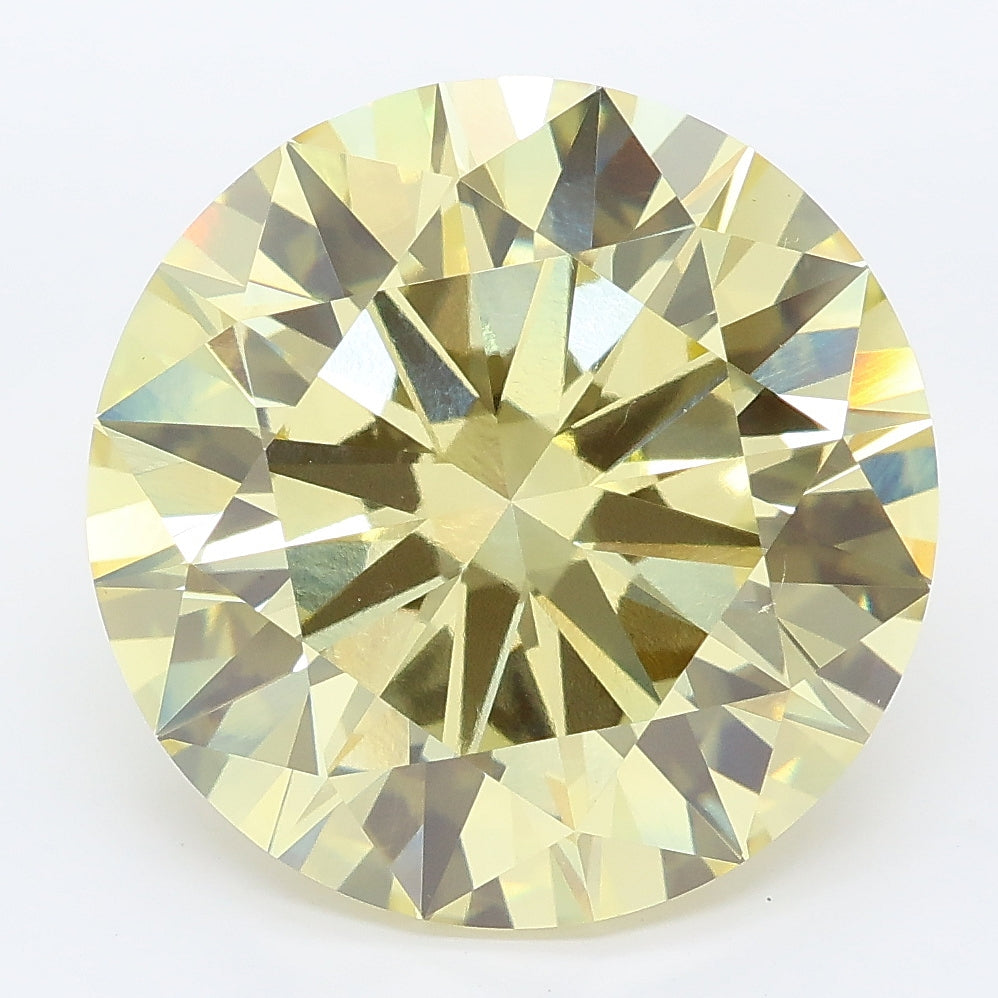 9.57 carat fancy yellow round lab grown diamond VVS2 clarity