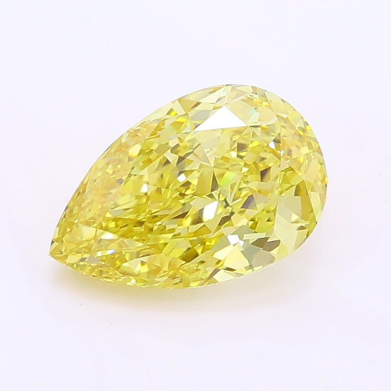 1.64 carat fancy vivid yellow pear lab grown diamond VVS2 clarity