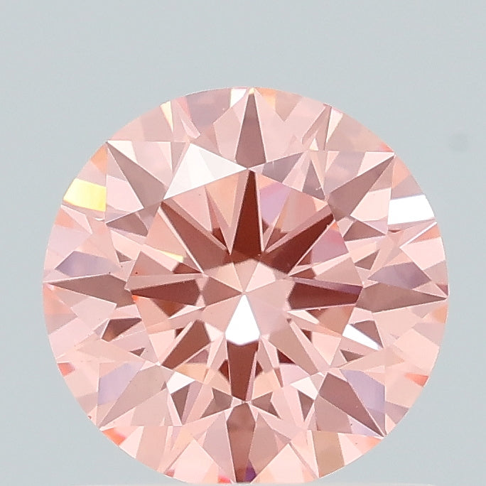 0.91 carat fancy vivid pink round lab grown diamond VS1 clarity