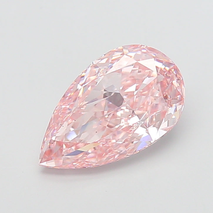 5.02 carat fancy intense pink pear lab grown diamond VS1 clarity