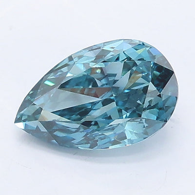 1.04 carat fancy vivid greenish blue pear lab grown diamond VS2 clarity