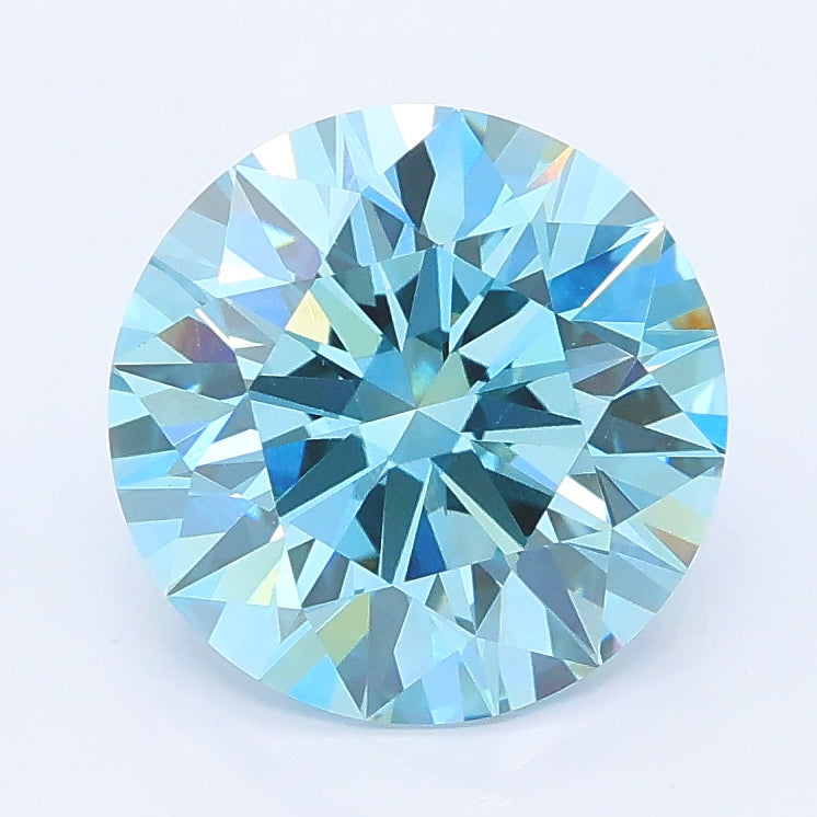 2.86 carat fancy vivid blue round lab grown diamond VS1 clarity