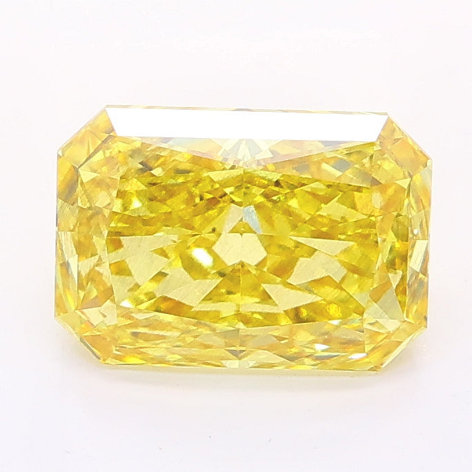 2.03 carat fancy vivid yellow radiant lab grown diamond SI1 clarity