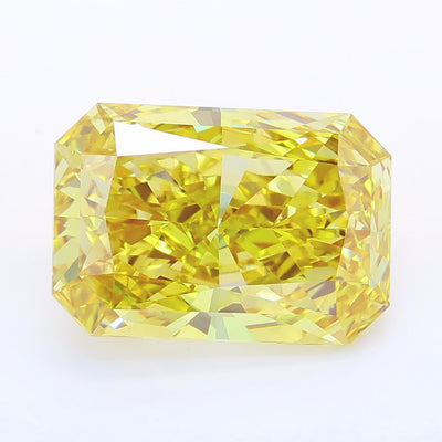6.76 carat fancy intense yellow radiant lab grown diamond VS1 clarity