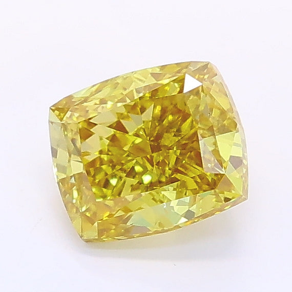 1.01 carat fancy intense yellow cushion lab grown diamond VS2 clarity