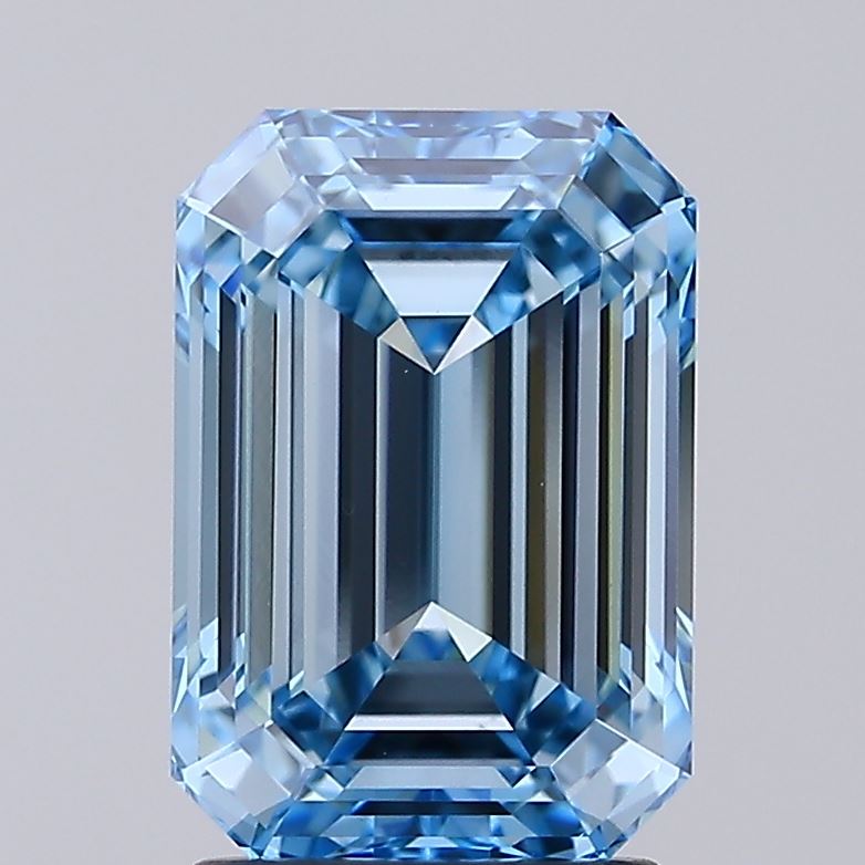 2.80 carat fancy intense blue emerald lab grown diamond VVS2 clarity