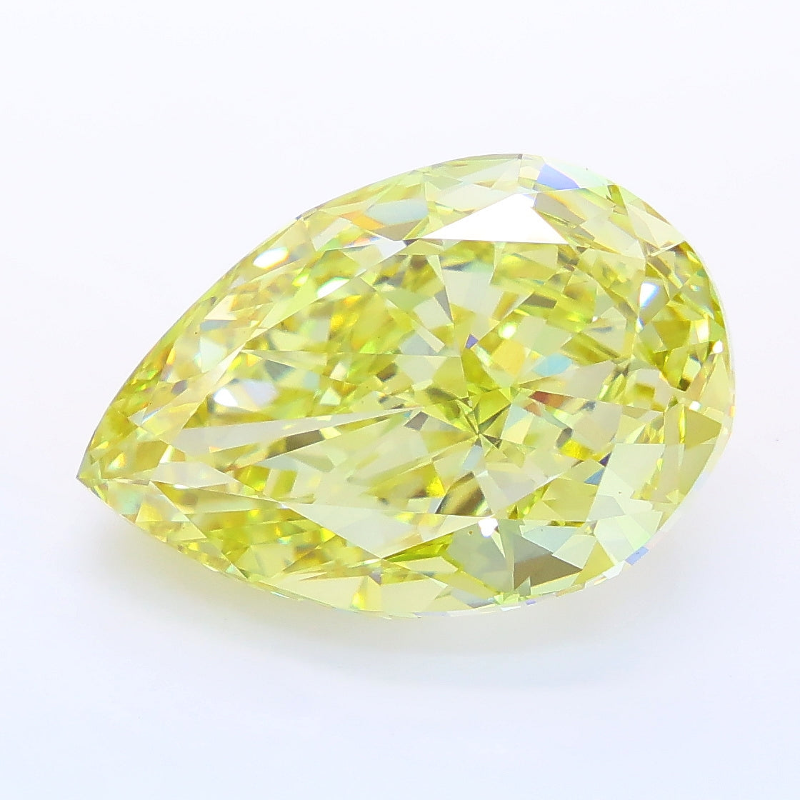 10.59 carat fancy intense yellow pear lab grown diamond VVS2 clarity