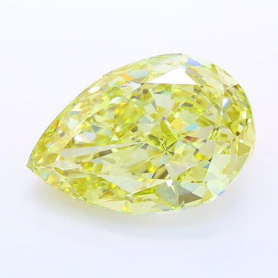 10.59 carat fancy intense yellow pear lab grown diamond VVS2 clarity