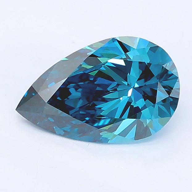 0.96 carat fancy vivid blue pear lab grown diamond VVS2 clarity