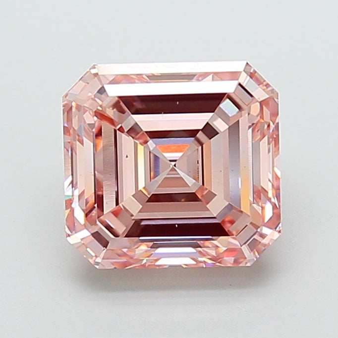 5.01 carat fancy pink asscher lab grown diamond VS1 clarity