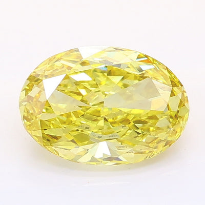 2.04 carat fancy vivid yellow oval lab grown diamond VS2 clarity