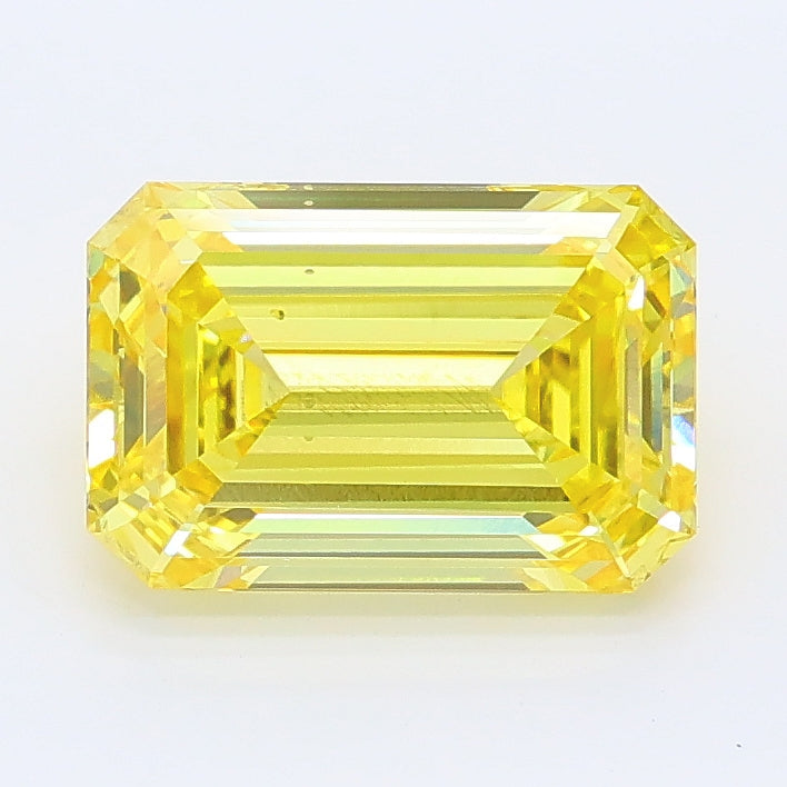 2.02 carat fancy vivid yellow emerald lab grown diamond VS2 clarity