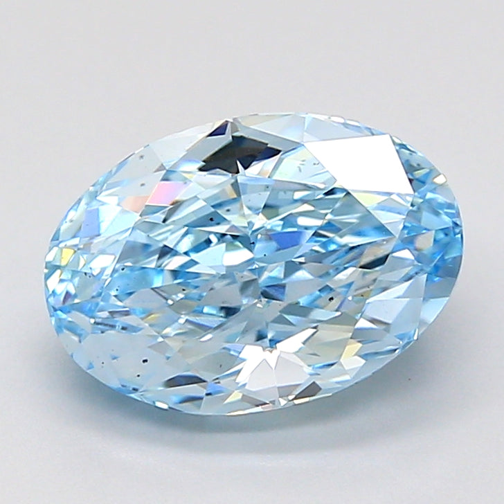 2.54 carat fancy vivid blue oval lab grown diamond VS2 clarity