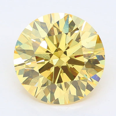 3.07 carat fancy intense yellow round lab grown diamond VS2 clarity