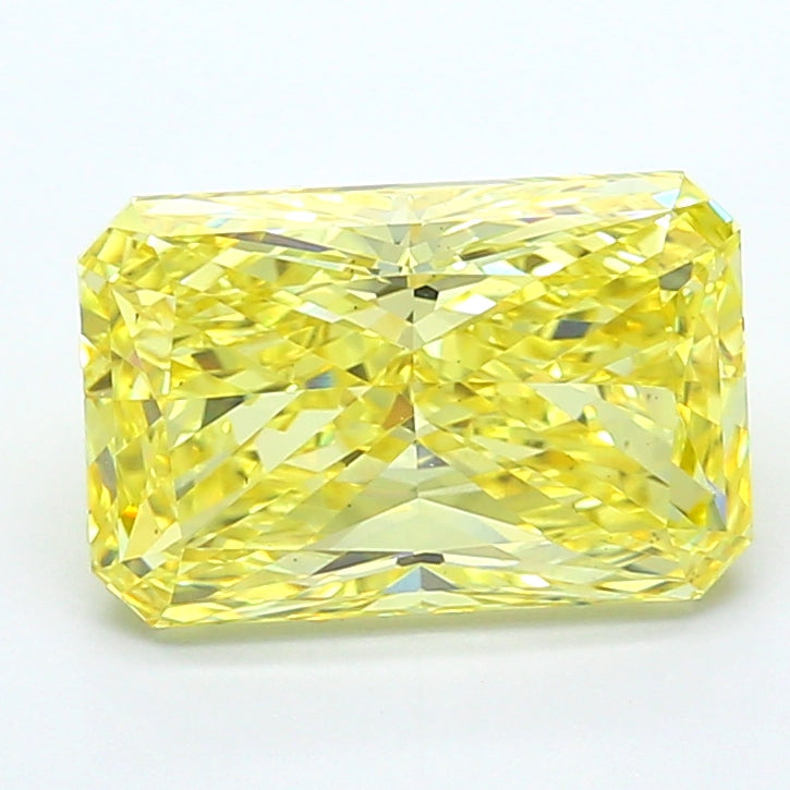 5.04 carat fancy vivid yellow radiant lab grown diamond VS1 clarity