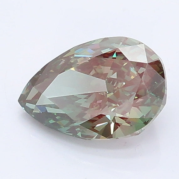 1.10 carat fancy green pear lab grown diamond VVS2 clarity