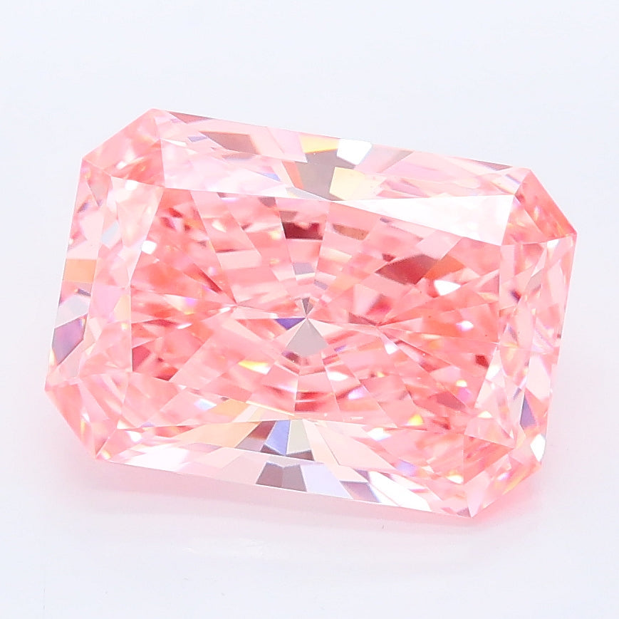 4.07 carat fancy vivid pink radiant lab grown diamond VS1 clarity
