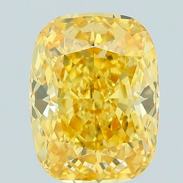 1.63 carat fancy vivid yellow cushion lab grown diamond VVS2 clarity
