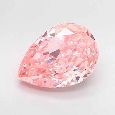 4.01 carat fancy vivid pink pear lab grown diamond VS1 clarity