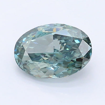 1.03 carat fancy deep greenish blue oval lab grown diamond VS1 clarity