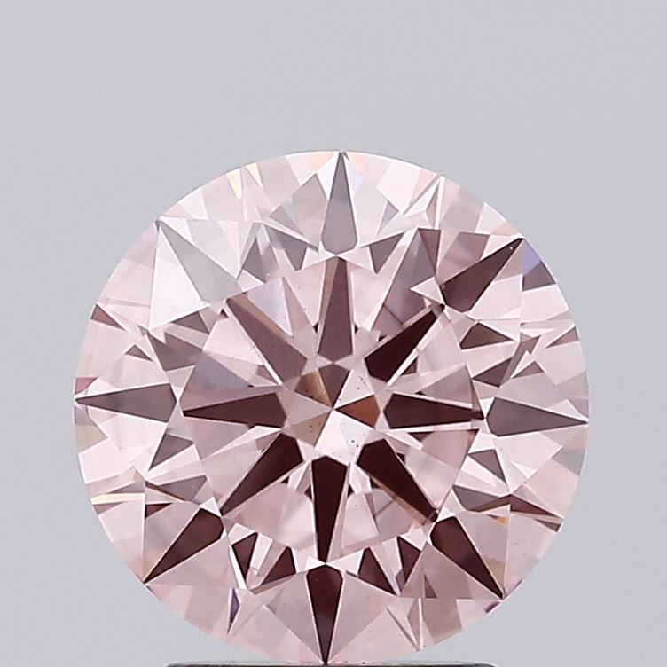 2.37 carat fancy vivid pink round lab grown diamond SI1 clarity
