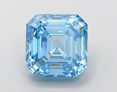 3.08 carat fancy vivid blue asscher lab grown diamond VS2 clarity