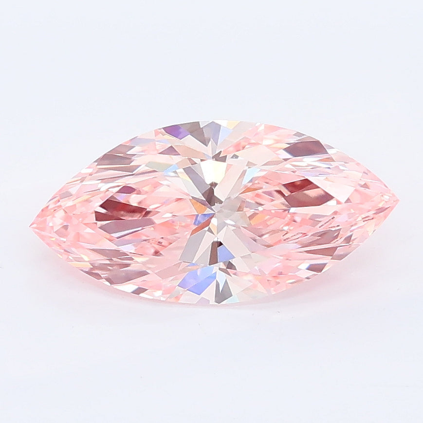 1.59 carat fancy vivid pink marquise lab grown diamond VVS2 clarity