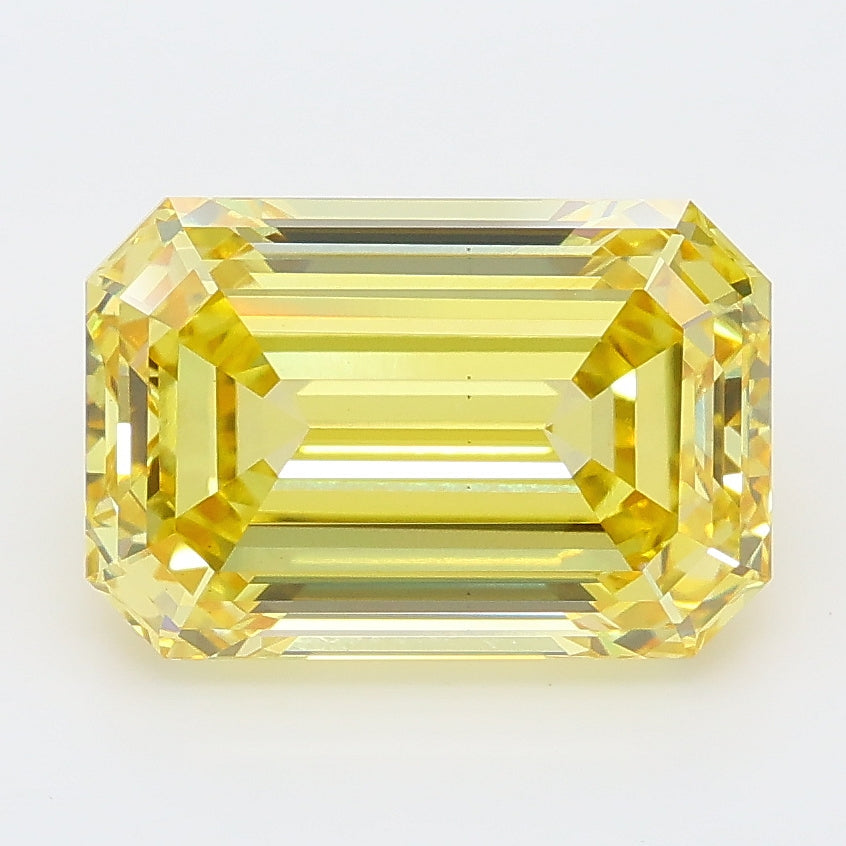 4.15 carat fancy vivid yellow emerald lab grown diamond VS1 clarity