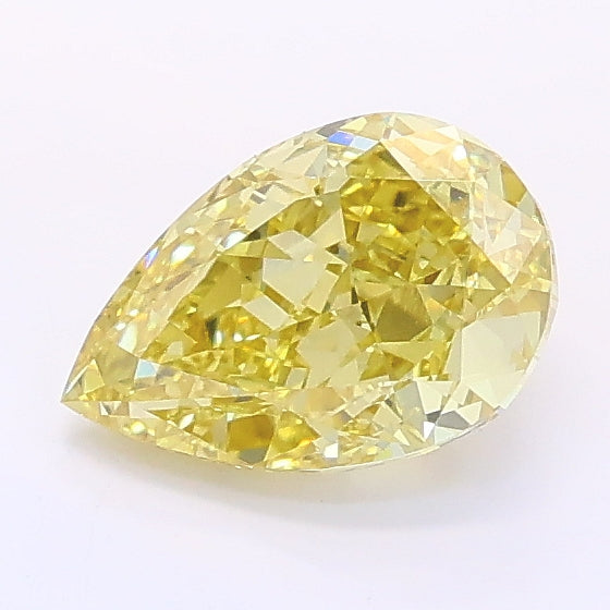 1.03 carat fancy intense yellow pear lab grown diamond VVS2 clarity