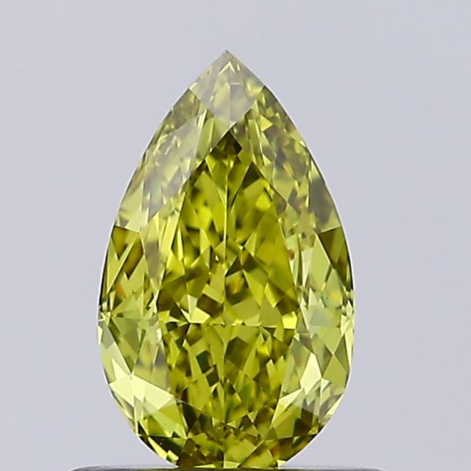 0.69 carat fancy intense yellow pear lab grown diamond VVS2 clarity