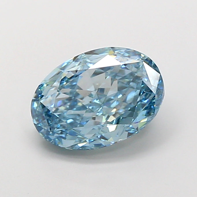 4.01 carat fancy vivid greenish blue oval lab grown diamond VS2 clarity