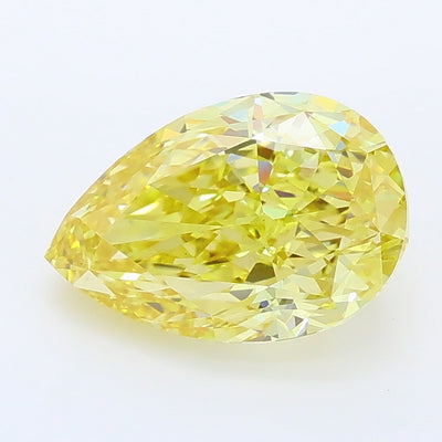 2.10 carat fancy intense yellow pear lab grown diamond VS1 clarity