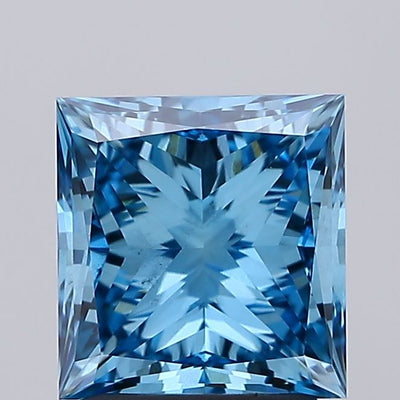 2.01 carat fancy vivid blue princess lab grown diamond VS2 clarity