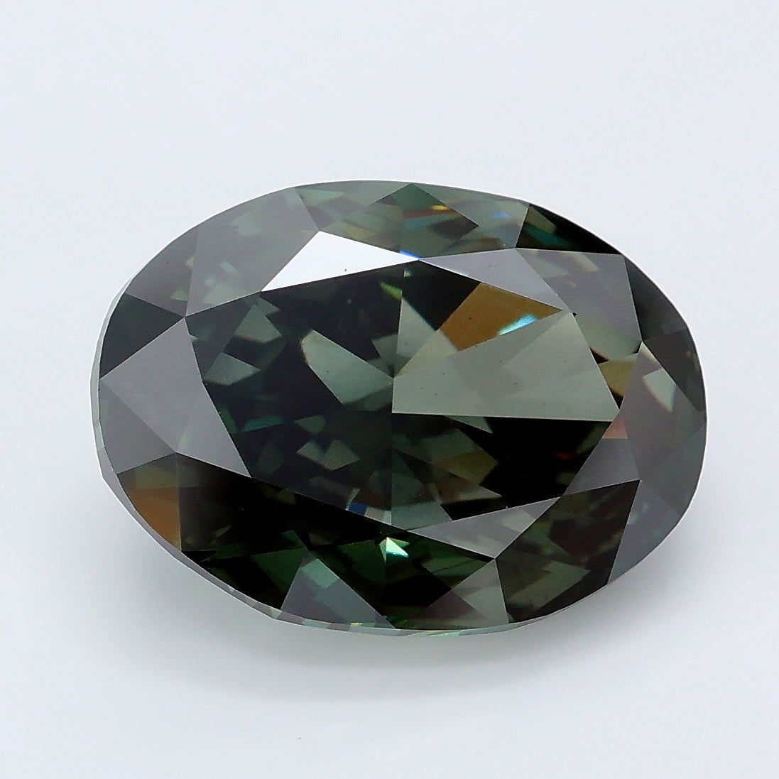 6.42 carat fancy deep green oval lab grown diamond VS2 clarity