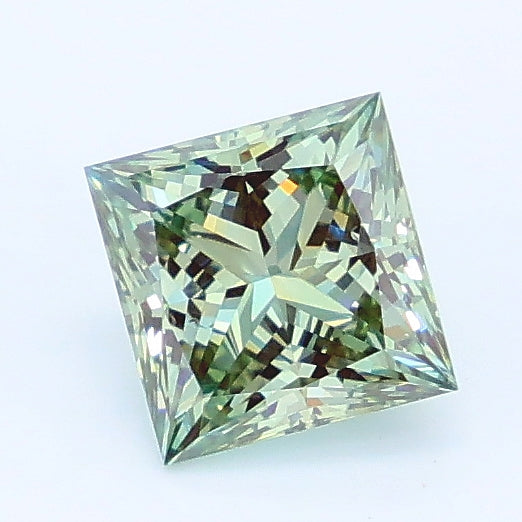 1.00 carat fancy vivid green princess lab grown diamond VS2 clarity