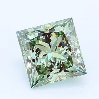 1.00 carat fancy vivid green princess lab grown diamond VS2 clarity