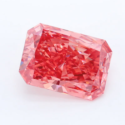 7.05 carat fancy vivid brownish pink radiant lab grown diamond VS2 clarity