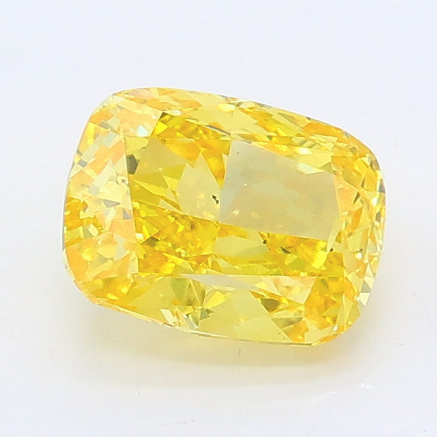 1.53 carat fancy vivid yellow cushion lab grown diamond SI1 clarity