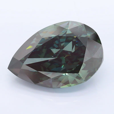 11.13 carat fancy deep green pear lab grown diamond VS2 clarity