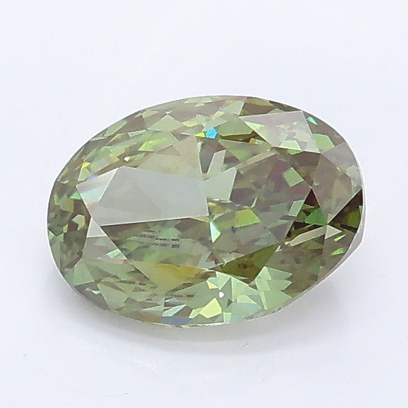 1.08 carat fancy vivid green oval lab grown diamond VS1 clarity