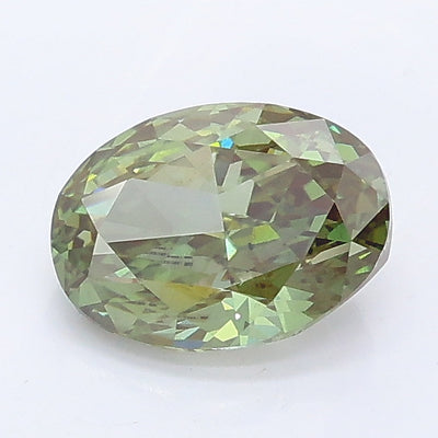1.08 carat fancy vivid green oval lab grown diamond VS1 clarity