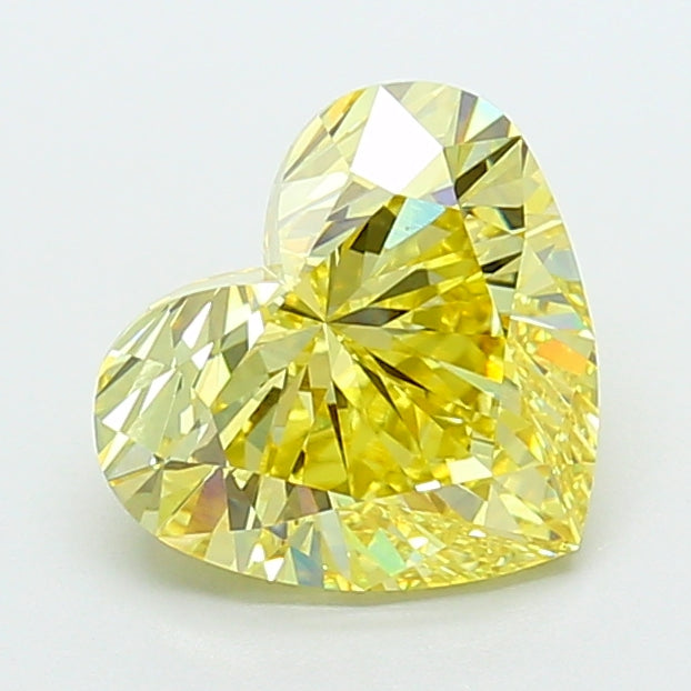 4.05 carat fancy intense yellow heart lab grown diamond VS1 clarity