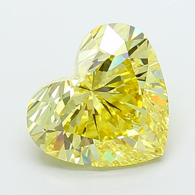 4.05 carat fancy intense yellow heart lab grown diamond VS1 clarity
