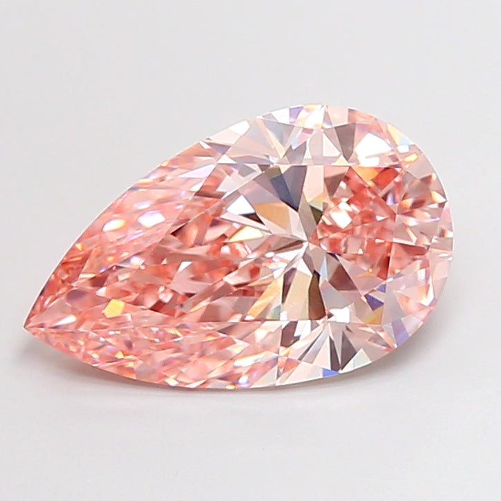 5.16 carat fancy vivid pink pear lab grown diamond VVS2 clarity