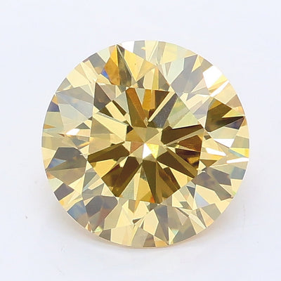 2.08 carat fancy yellow round lab grown diamond VS1 clarity