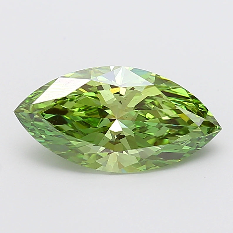 3.01 carat fancy vivid green marquise lab grown diamond VS1 clarity