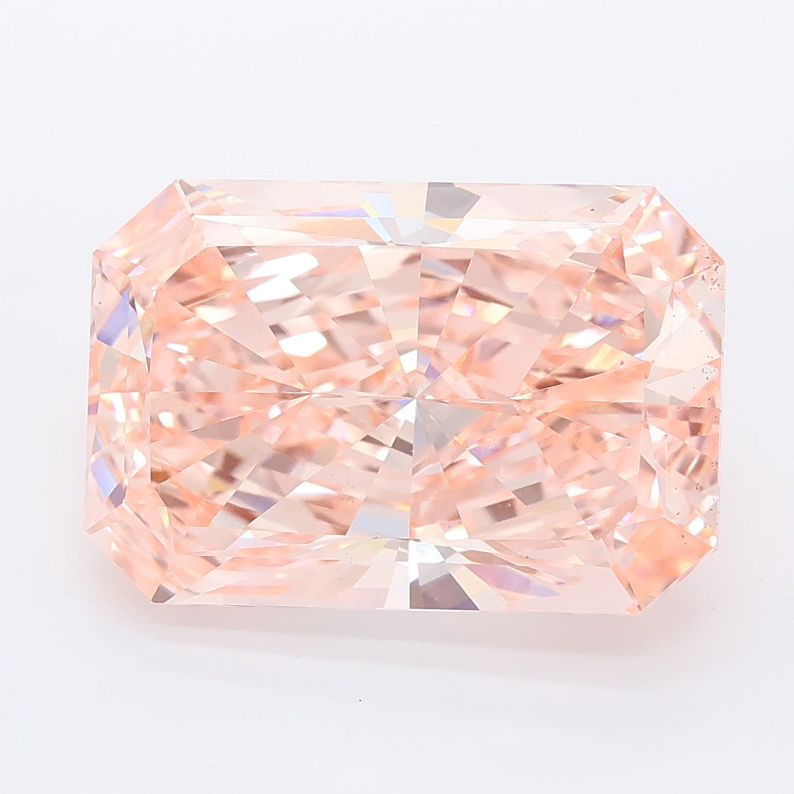 7.84 carat fancy vivid pink radiant lab grown diamond VS1 clarity