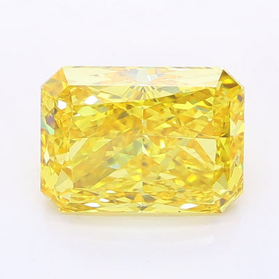2.09 carat fancy vivid yellow radiant lab grown diamond VS1 clarity